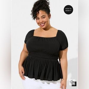 Torrid Crinkle Gauze Peplum Top
